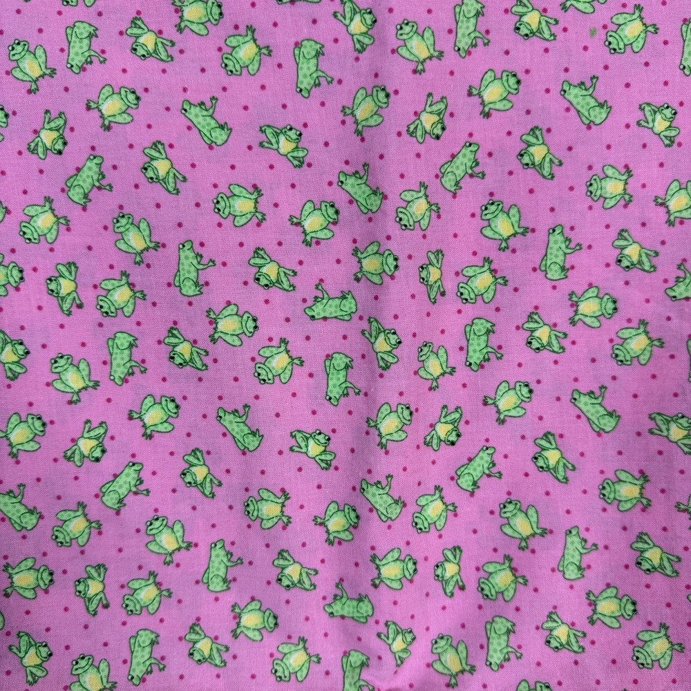 Signature Classics Vintage Pink and Green Frog Patterned Fabric Remnants